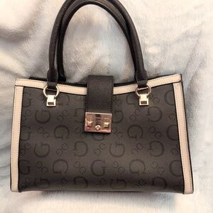 Guess purse, pinkish beige and black